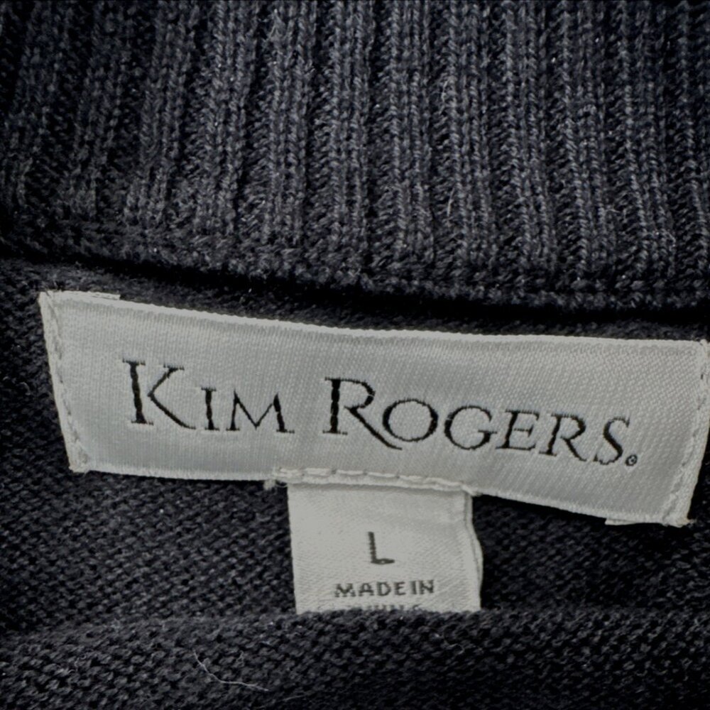 Kim Rogers Sweater Womens Large Black Mock Neck Relaxed Fit Knit Cotton Winter - Picture 4 of 11